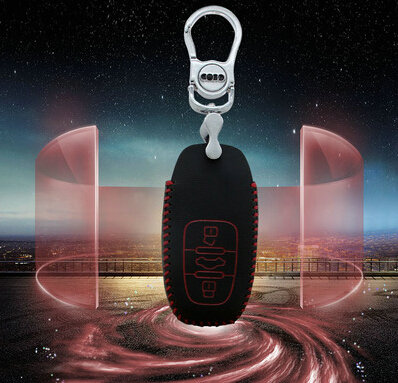 Good Genuine Leather Key Ring Auto Key Bags Smart for Audi R8 - Red